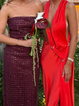 MISHA - HARLOW SATIN MAXI CHILLI RED - XS