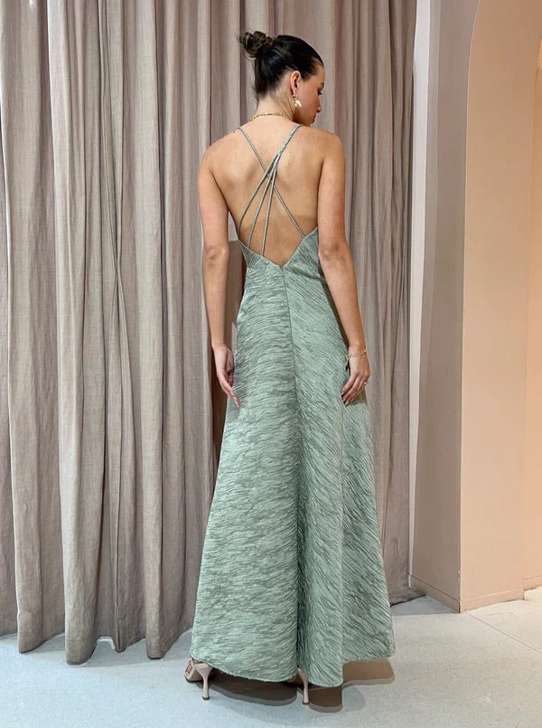 ONE FELL SWOOP JEWEL MAXI DRESS IN SAGE CRINKLE 12 treasureboxx