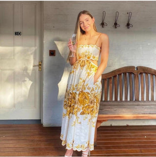 ZIMMERMANN - ALIANE SCALLOP MIDI DRESS - 10 treasureboxx ZIMMERMANN - ALIANE SCALLOP MIDI DRESS - 10 treasureboxx