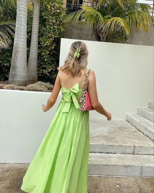 Lime green sales and white dress