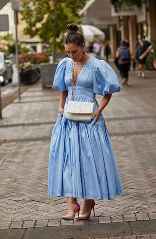 aje fallingwater ruched midi dress AJE