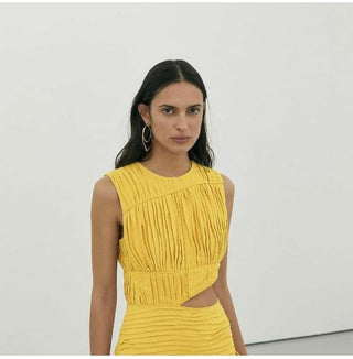 aje yellow cut out dress Rent Aje Yellow Chateau Cut Out Dress